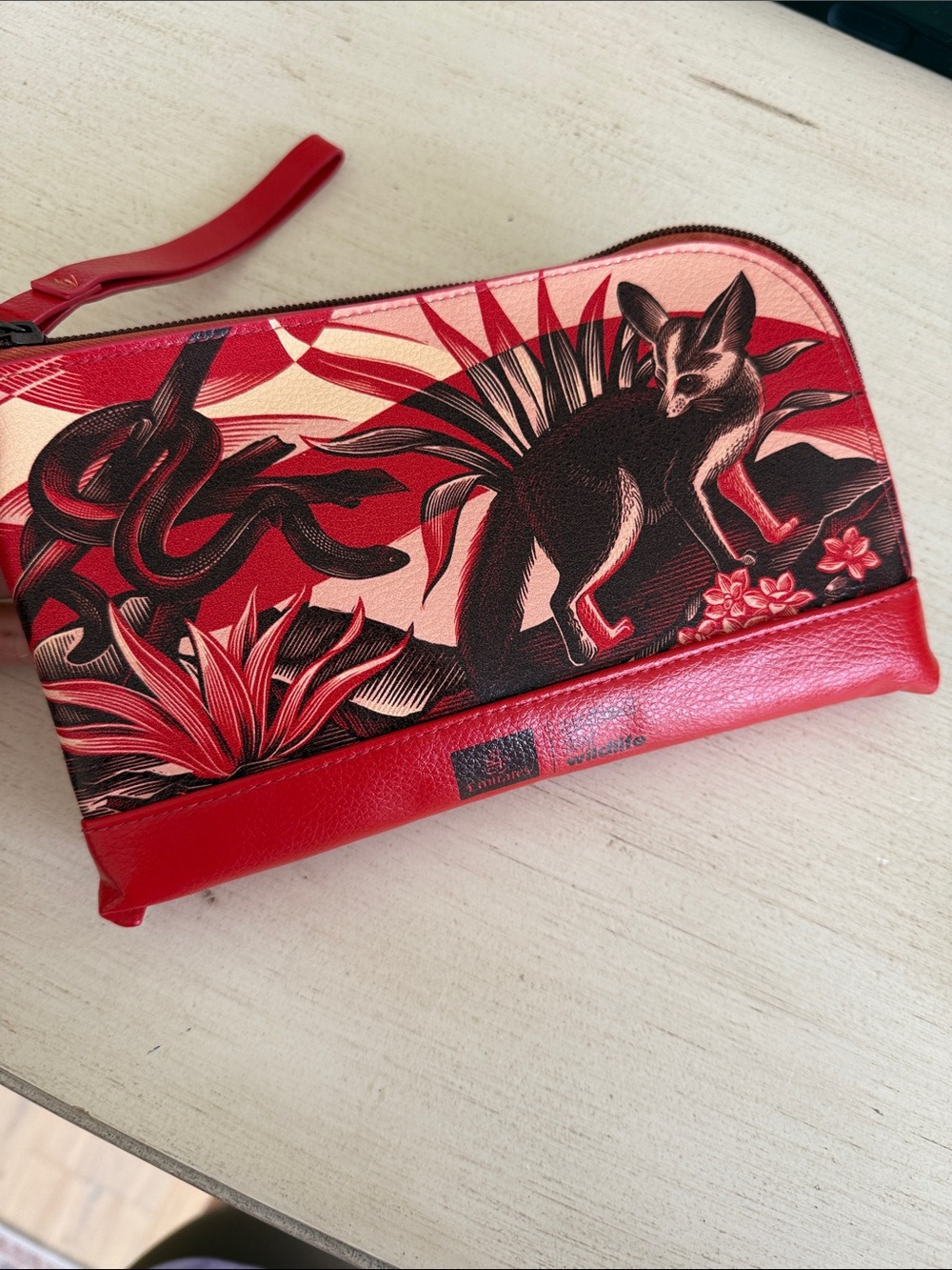 Emirates Airlines Business Class Pouch - Red Wildlife-Print Wristlet Clutch